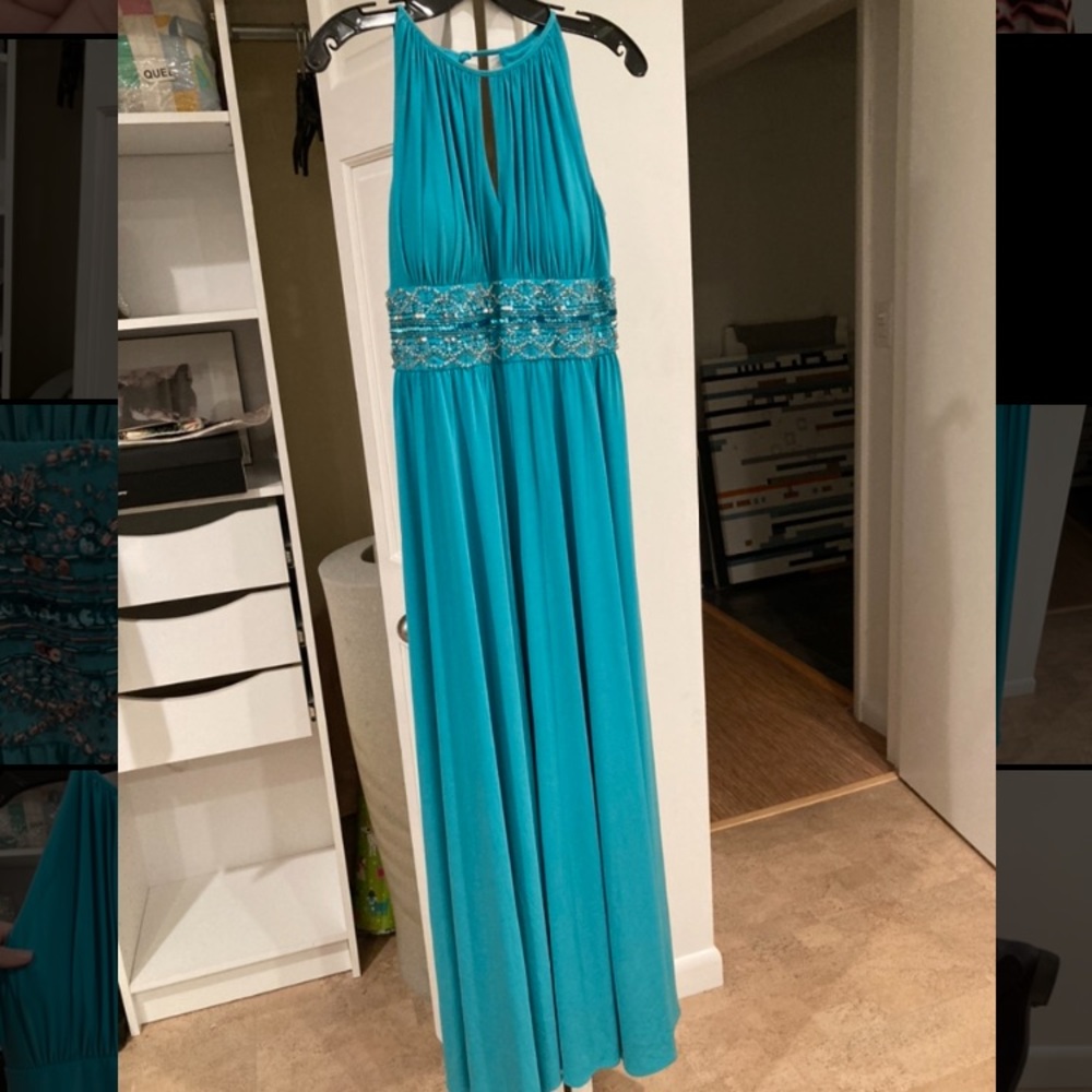 Blue floor length dress